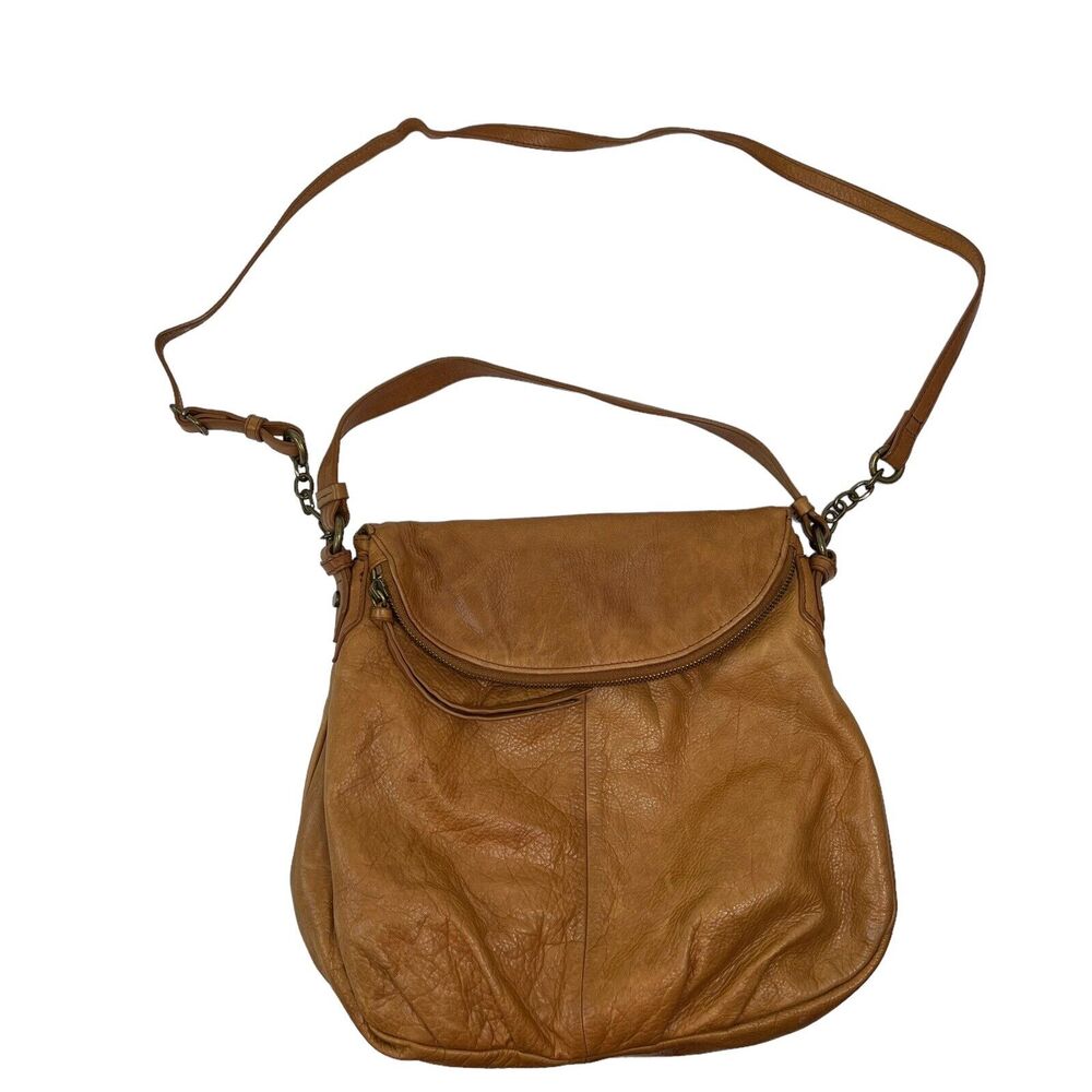 Margot Adelle Versatile Hobo Purse Brandy Brown Leather Crossbody Shoulder Bag
